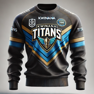 2025 Gold Coast Kwinana Titans Mens Cyan Sweater1